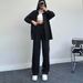 In Stock European American Foreign Trade Suit For Women Ladies Loose Sleeve Shirt Spring And Long Pants Women's_ecoleips.com