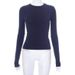 2026 Spring/Autumn Women's Plain-Color Round-Collared Long-Sleeved Basic T-Shirt_ecoleips.com