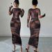 Women's Pleated Tight Dress Sexy Mesh Printed European American Style for Autumn New Arrival_ecoleips.com