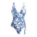 Blue Floral Two Piece Swimsuit Set For Women American Style Vacation Hot Selling_ecoleips.com