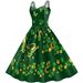 New Foreign Trade Irish Festival Clothing, Three-leaf Digital Print Dress, St. Patrick's Day Suspender Dress For Women_ecoleips.com
