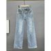 European Jeans For Women New Summer Cotton Elastic High Waist Loose Slim Heavy Hot Diamond Wide Leg Pants Trousers_ecoleips.com