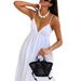 Women's Elegant Backless V-Neck Sleeveless Dress Solid Color European And American Style Summer New Arrival Sexy Clothing_ecoleips.com