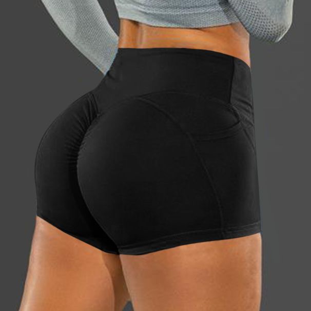 Women's Clothing Women's Solid Color Pocket Hip Lifting Sports Leggings Large Size Shorts_ecoleips.com