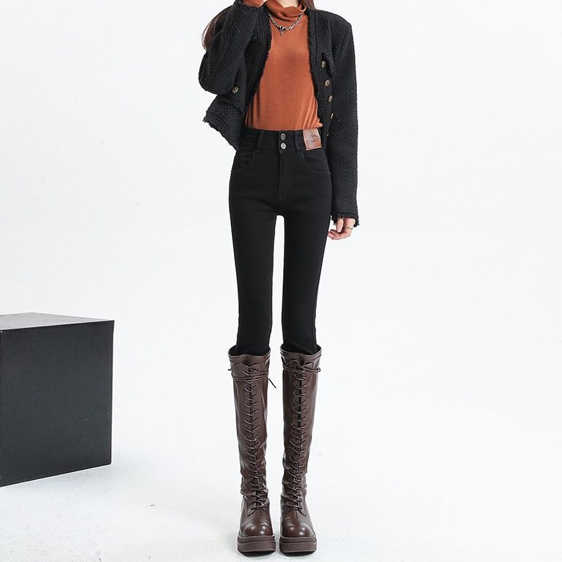 Women's Skinny Jeans 2026 Winter New High-Waisted Slimming Stretch Pencil For Petite Women Spring And Autumn_ecoleips.com