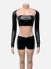 Women's Trendy Faux Leather Three Piece Set Cropped Tank Top Long Sleeved Shawl Shorts Fashionable Hot Selling On Europe America_ecoleips.com