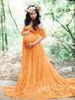 K Women's Lace Pregnant Woman Trailing Short Sleeved Jumpsuit Long Skirt Photography Photo Flying Sleeve Dress_ecoleips.com