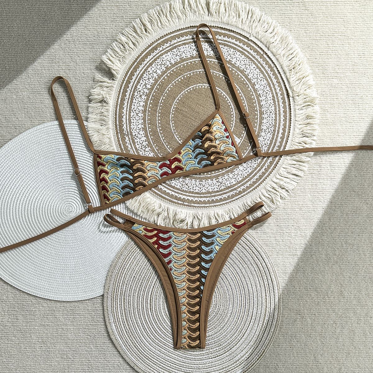 Bohemian Crochet Bikini Set Vintage Inspired Two-Piece Swimsuit For Beach Vacation_ecoleips.com