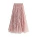 2025 Mesh Cake Half Super Fairy Draped Gauze Pleated Princess Pink Seaweed Skirt Autumn 0303_ecoleips.com