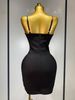 Women Celebrity Sexy V Neck Beading Black Mini Bodycon Bandage Dress Luxury Knitted Elegant Evening Club Party Dresses QGJ8_ecoleips.com