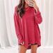 Fashionable, Pure-Color Waffle-Patterned Loose-Sleeved Top With Round Collar And Slit For Women_ecoleips.com