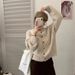 High-Neck Button Cardigan – Oversized Knit Sweater Coat (Cozy & Fluffy, Solid Oat/Green/Yellow/Maroon/Grey, Layering Essential)_ecoleips.com