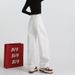 White Straight-leg Jeans For Women, 2025 Autumn New Women's Fashion, High-waisted, Loose-fitting, Drapey, Floor-length,_ecoleips.com