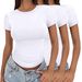 Women's Clothing Summer Style Women's Pullover T-Shirt Sexy Slim Fit Fashionable Round Neck High End Feel Milk Silk 3 Piece Set_ecoleips.com