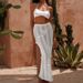 Women's Clothing Vacation Three Dimensional Hook Flower Hollow Back Strap Fashion Sun Protection Long Skirt Beach Cover Up Suit_ecoleips.com