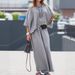 Summer Women's Plus Size Linen Cotton Batwing Sleeve Top & Wide Leg Pants Set – Breathable Office Casual Outfit (Grey/Red/Khaki/Blue/Green, S-5XL)_ecoleips.com