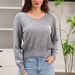 Women's Stylish Cropped Sweater - Soft & Cozy Knit Top With Unique Design, Casual Loose Fit, Striped Pattern_ecoleips.com