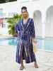 European And American Style Rayon Tie-Dye Beach Sun Protection Women Vacation Loose Bikini Cover-Up_ecoleips.com