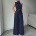 High-Waisted Loose-Fitting Straight Leg Drawstring Wide Leg Trousers Irregular Off-Shoulder Design Women's Set_ecoleips.com