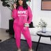 Women's Clothing Fleece Lined Two Piece Set American Style Round Neck Casual Printed Sweatshirt Outfit_ecoleips.com