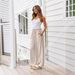 Suitable For All Seasons 2024 Women's New Linen Summer Drawstring Flowing Wide-Leg Beach Pants With Pockets_ecoleips.com