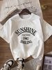 Women's Casual Round Neck Sports Top Multi Color Short Sleeve Fashionable Simple American Style Solid Printed Loose T-Shirt_ecoleips.com