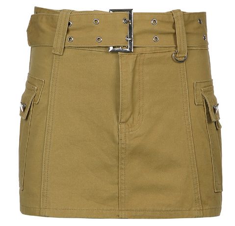 Verve 2025 New Fashion Hot Girl Style Solid Color Low Waist Pocket Bodycon Slimming Denim Skirt_ecoleips.com