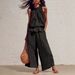 Summer Casual Women's Clothing Set Style Cotton And Linen Sleeveless Ruffled Wide Leg Pants Two Piece_ecoleips.com