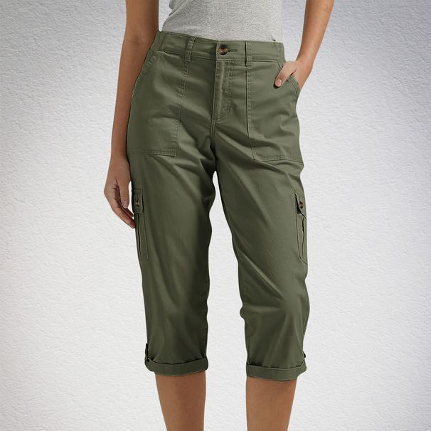 Women's Clothing New Solid Color Multi Pocket Cropped Casual Pants For Women_ecoleips.com