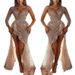 2025 Women's Fashion Dreamy Socialite Party Quality Sexy High-Slit Long Sleeve Sequin Evening Dress_ecoleips.com