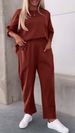Women's Clothing Solid Color Round Neck Long Sleeved Suit Pocket Trousers Women_ecoleips.com