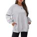 Women's Fashion Fleece Pullover Sweatshirt - Oversized Long Sleeve Crewneck Casual Top For Autumn & Winter - Solid Colors_ecoleips.com