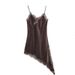 Cross-border Foreign Trade 2025 European American Style Women's Clothing Fashionable And Sexy Asymmetrical Lace Dress_ecoleips.com