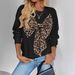 Women's Clothing Autumn And Winter Retro Leopard Print Long Sleeved Sweatshirt Tops_ecoleips.com