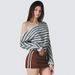 European American Best-selling Striped Long-sleeve T-shirt Women, 2025 Autumn And Winter New Fashion Lace Trim Knit Top_ecoleips.com