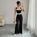 Women's Spring/Summer Resort Style Temperament Color-Block Sleeveless Wide-Leg Jumpsuit American Clothing_ecoleips.com