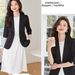 Women's Petite Black Suit Jacket mid Sleeve Casual Blazer Thin Summer 2026 New Style_ecoleips.com