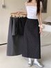 Sweet And Spicy Polka Dot Skirt For Women, Plus-size Casual Grey, Hip-hugging, Elegant, High-waisted, Slimming A-line Long Dress_ecoleips.com