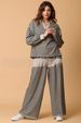 Women’s Striped Long-Sleeve Pantsuit Set – Casual Two-Piece Outfit (S-XXL, Black/Khaki Stripe)_ecoleips.com