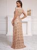 Gilded Goddess Evening Gown – Deep V-Neck Sequin & Fringe Maxi Dress With Sculpted Waist For Black-Tie Galas, Wedding Receptions & Red Carpet Glamour_ecoleips.com