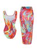 Women's Printed Swimsuit Cover-Up Set – Sexy Bikini & Sun Protection Skirt (UPF 50+, Adjustable Straps, Quick-Dry Fabric)_ecoleips.com