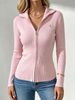 Loose Collar Knit Top, Skin-friendly Long Sleeve Tee_ecoleips.com