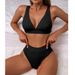 Women’s Clothing New Split Solid Color Sexy V Neck Bikini Women's Swimsuit Swimwear_ecoleips.com