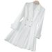 Women's Professional White TV Host Dress Elegant On-Camera Blazer Dress For News Anchors And Public Speaking_ecoleips.com
