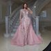 Women's Clothing Elegant Two-Piece Sequin Evening Gown Detachable Design Mermaid Deep V-Neck, Floral Stretch Mesh Fabric (US2-US26W, Dusty Rose)_ecoleips.com