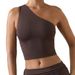 Women's Clothing Off-Shoulder Sports Bra Nude Feel Adjustable Straps Yoga Fitness Vest Top For Running And Fitness Polyester_ecoleips.com