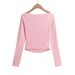 DS24310-24 Summer New European And American Style Hot Girl Casual Pure Desire Off-Shoulder Long Sleeve Versatile Women's_ecoleips.com
