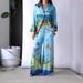 Women's Clothing Fashion Personality Printed Long Sleeved Shirt Holiday Loose Casual Suit_ecoleips.com
