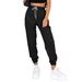 2025 Women's Loose Solid Color Elastic Waist Pocket Casual Sports Style Pants_ecoleips.com
