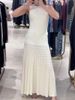 Pearls Decorated Women Round Neck Sleeveless Splicing Knitted Sweater Dress Elegant Or Short Knitted 2025 Spring New Women P8QA_ecoleips.com